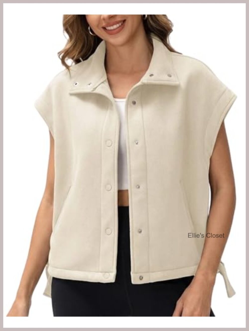 Faux Suede Fleece Lined Vest Sleeveless Snap Button Outerwear